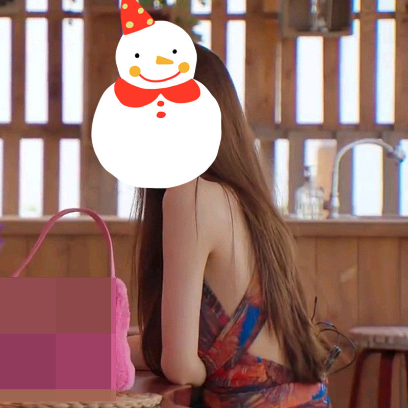 Contrast Print Vintage Cake Long Dress