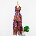 Contrast Print Vintage Cake Long Dress